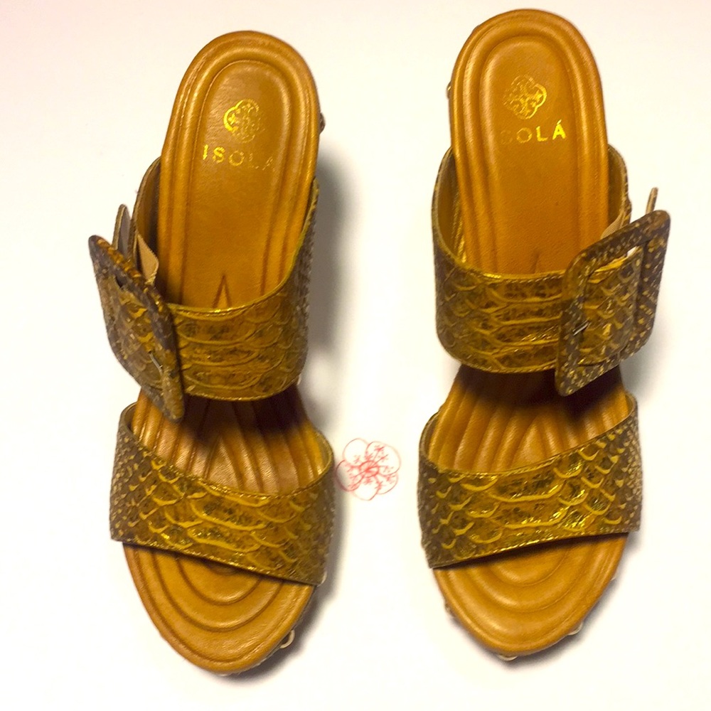 ISOLA Snake/Crocodile Large Buckle Wooden Clog